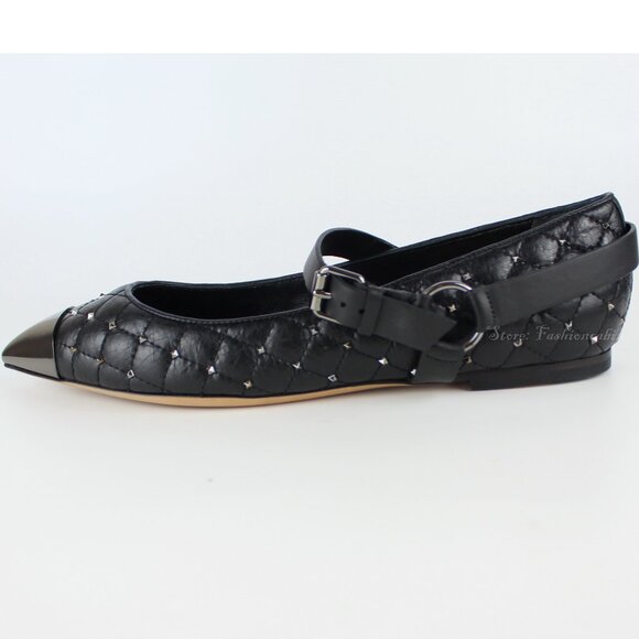 NEW Valentino Garavani Rockstud Spike Quilted Flats - Picture 7 of 15